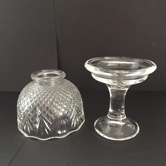 Fairy Lamp Clear Glass Pineapple Diamond Point Vintage Footed 2-Piece 6.75" EUC - Picture 2 of 8